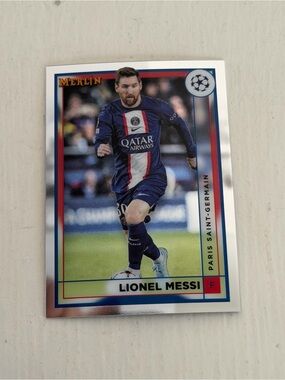 Topps Merlin Lionel Messi Blue and Red PSG Soccer Card